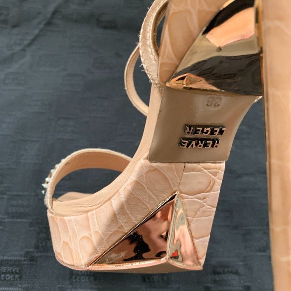 Herve Leger Elle Crystal Platform Sandals - Picture 4 of 14